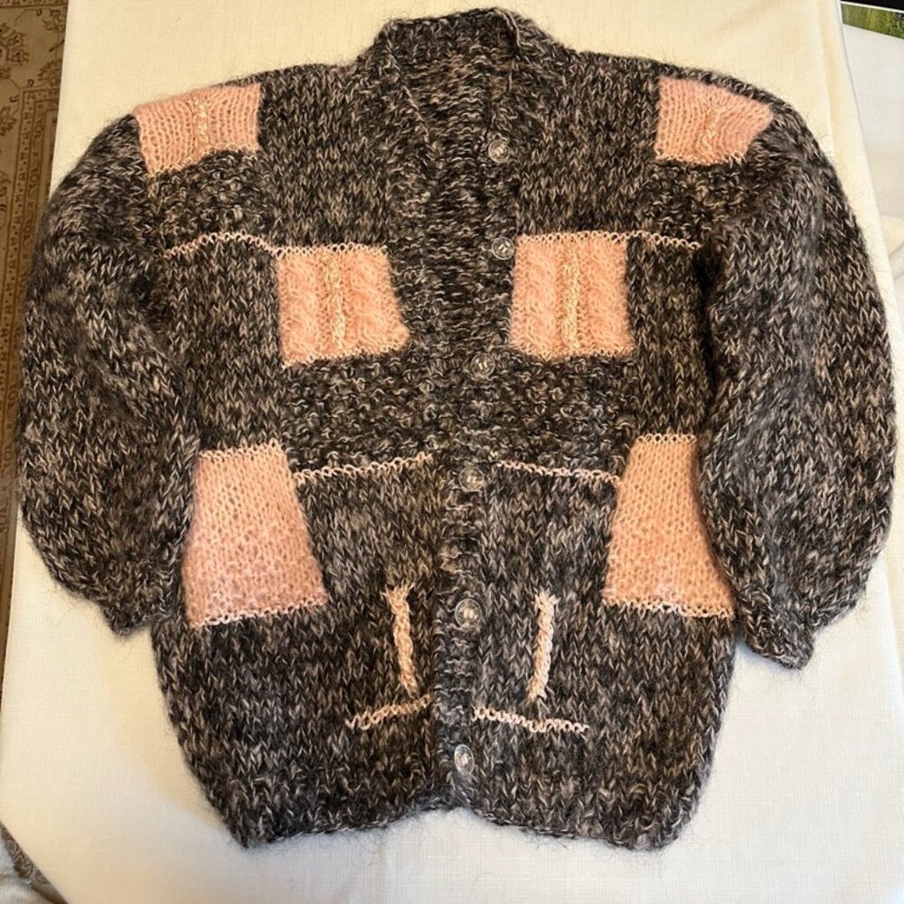 Pink and gray wool sweater